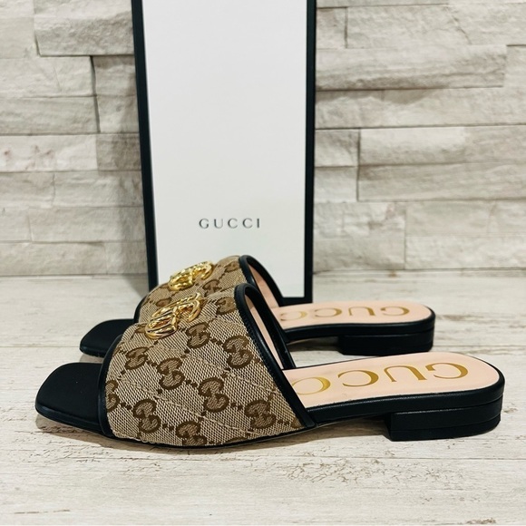 Gucci Jolie Black GG Supreme Monogram Matelasse Sandals Mules Slides SZ 36 - Picture 5 of 16